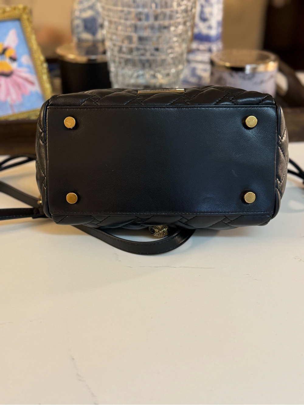 🖤 NWT KURT GEIGER SMALL KENSINGTON BLACK LEATHER DRAWSTRING BAG! - Picture 13 of 16